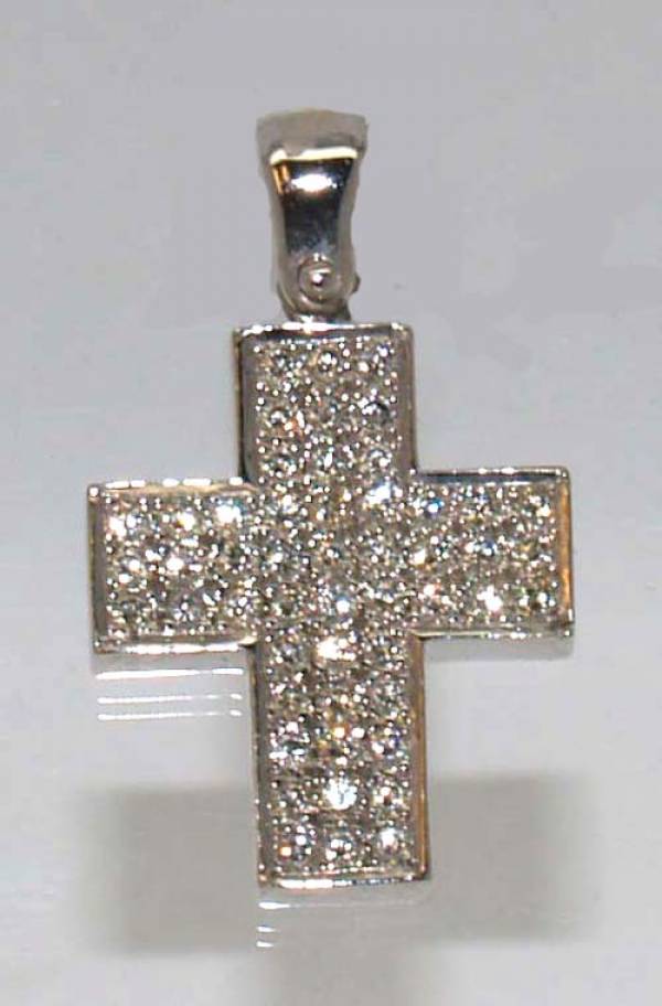 CROSS 18 K WHITE GOLD WITH DIAMONDS - Crosses