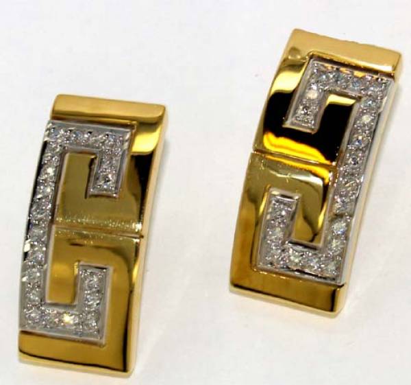 EARINGS 18 K WHITE AND YELLOW GOLD WITH DIAMONDS - Earrings